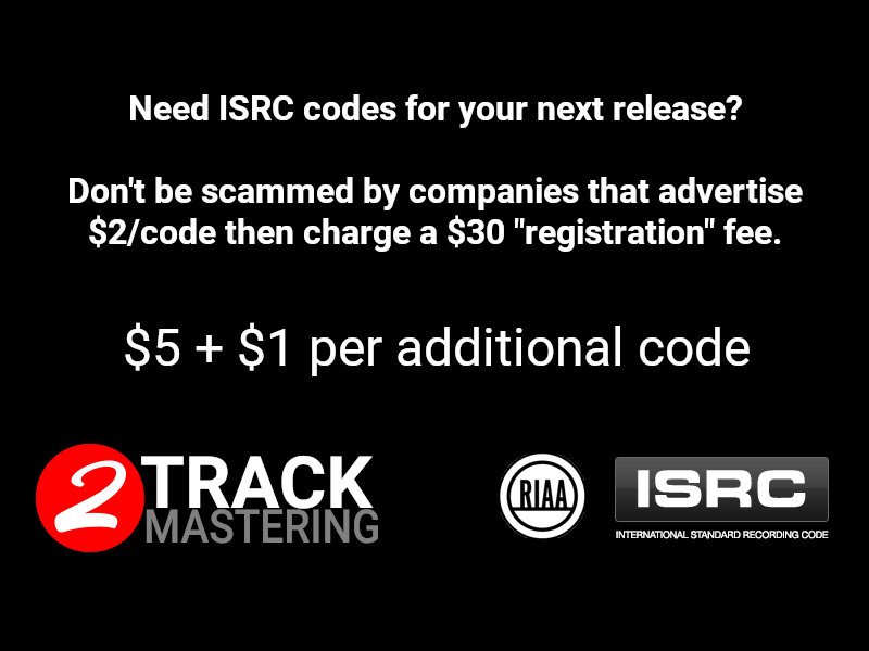 2Track Mastering Register for an ISRC code